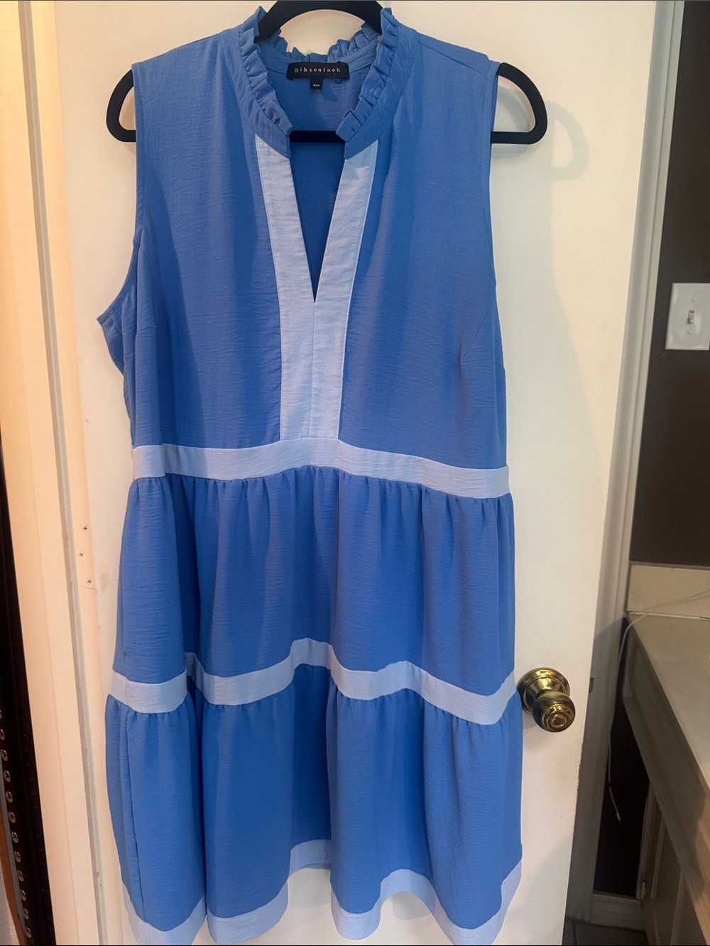 Gibson Marina Blue Tonal Decked Out Day Dress - XXL